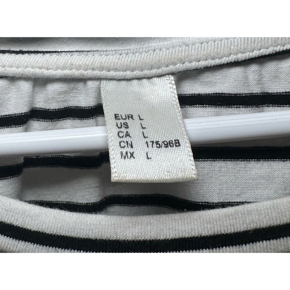 Women’s Black and White Striped Tie-Front Blouse Size Large - Picture 2 of 4